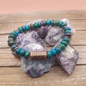 Chrysocolla and Copper Bracelet